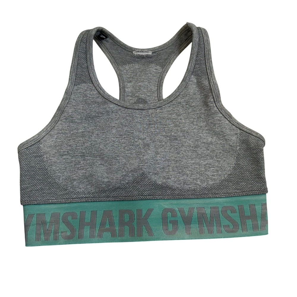 Gymshark Flex Sports Bra Womens Small Grey Teal Seamless Racerback
